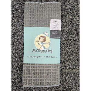 The Sloppy Chef 2 Gray Dish Drying Mats With Mesh Backing 16" X 18" Absorbent Ki